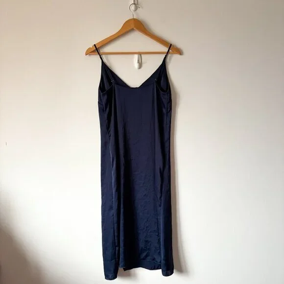Aritzia Wilfred Only Slit Slip Midi Dress Classic Navy Blue Size XS - Picture 8 of 11